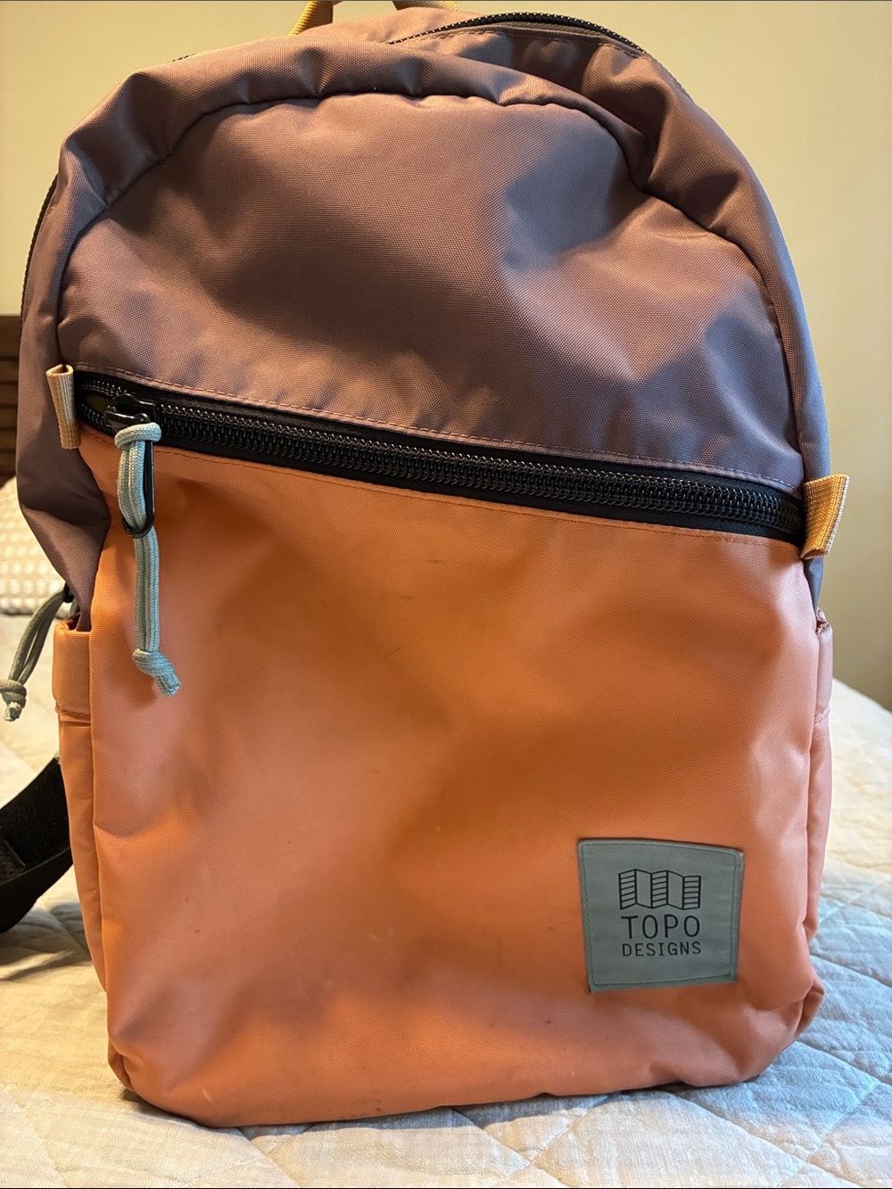 Topo Designs Orange and Mauve Two-Tone Light Pack Backpack